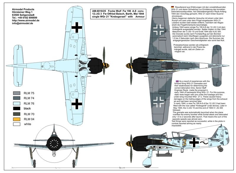 Fw 190 A-8  SPECIAL EDITION  Rammjaeger + Krebsgeraet + Decals  conv. 1/72
