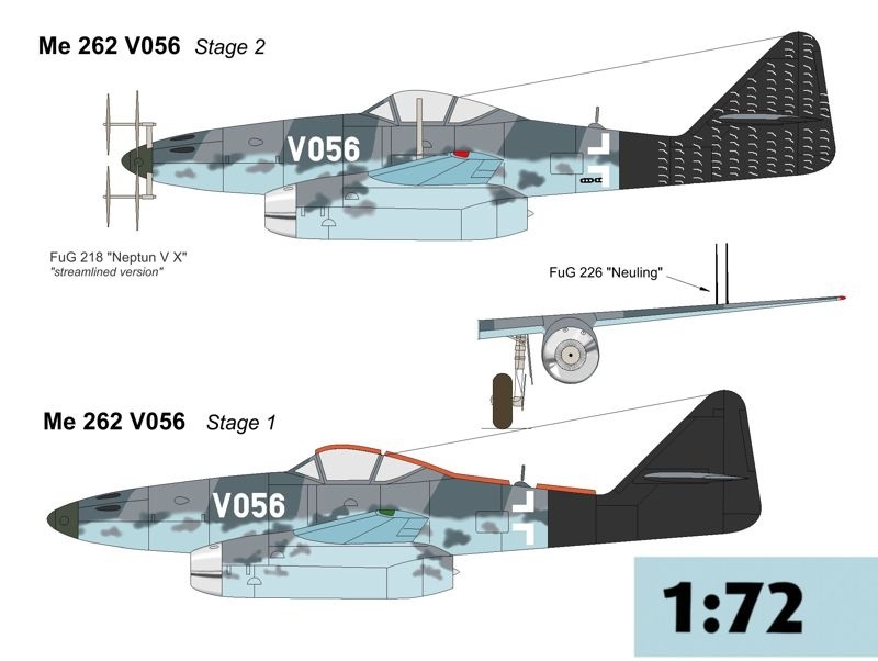 Me 262 V056 Nachtjagd Versuchsmuster Umbausatz 1/72
